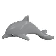 Animal, Dolphin with Black Eyes and White Pupils Print (Light Bluish Gray)