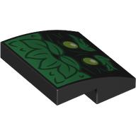 Brick Curved 2 x 2 x 2/3 with Green Leaves Face Print (Black)