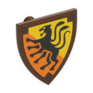 Shield Triangular with Black Displacer Beast on Bright Light Orange Background Print (Reddish Brown)