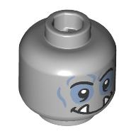 Minifig Head Orc Rogue, Sand Blue Eyeshadow, Wrinkles, Neutral, White Fangs (Light Bluish Gray)