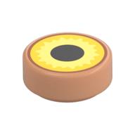 Tile Round 1 x 1 with Yellow/Bright Light Yellow, Black Pupil Print (Nougat)