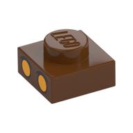 Plate 1 x 1 with Bright Light Orange Eyes Print (Reddish Brown)