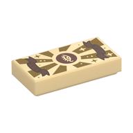 Tile 1 x 2 with Scroll/Parchment with Invisibility Spell Print (Tan)