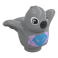 Duplo Animal Bird with Bright Pink/Dark Azure Feathered Chest, Black Beak Print (Light Bluish Gray)