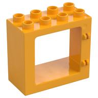 Duplo Door / Window Frame Flat Front Surface, Completely Open Back (Bright Light Orange)