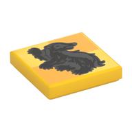 Tile 2 x 2 with Brown Badger, Hufflepuff Crest Print (Yellow)