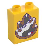 Duplo Brick 1 x 2 x 2 with Mirror Print (Yellow)
