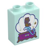 Duplo Brick 1 x 2 x 2 with Shell Music Box Print (Light Aqua)