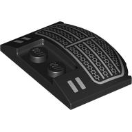 Brick Round 3 x 4 x 2/3 Triple Curved with Silver Grill, Headlights Print (Black)