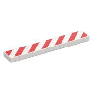 Tile 1 x 6 with Red Danger Stripes Print (White)