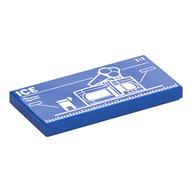Tile 2 x 4 with BluePrint of Ice-cream Parlor Print (Blue)