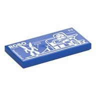 Tile 2 x 4 with BluePrint of Robot World Print (Blue)