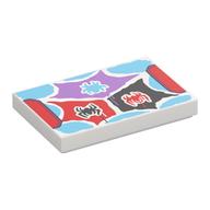 Tile 2 x 3 with Red/Black/Medium Azure Spiders on Black/Red/Lavender Fields Print (White)