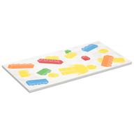 Tile 8 x 16 with LEGO Bricks, Yellow Minifig Print (White)