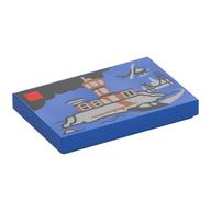Tile 2 x 3 with LEGO Set Box Print (Blue)