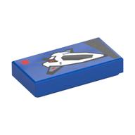 Tile 1 x 2 with LEGO Set Box, Spaceship Print (Blue)