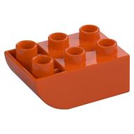 Duplo Brick 2 x 3 with Curved Bottom (Reddish Orange)