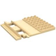 Duplo Train Track, Straight with 4 x 8 Plate on Side (Tan)