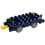 Duplo Train Base 4 x 8 with Light Bluish Gray Train Wheels and Yellow Moveable Hook (New Version) (Dark Blue)