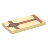 Tile 2 x 4 with Pixelated Dark Orange Straps, Silver Buckles Print (Tan)