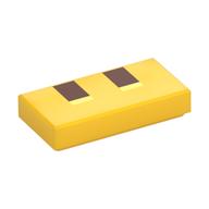 Tile 1 x 2 with Pixelated Reddish Brown Nostrils Print (Yellow)