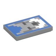 Tile 2 x 3 with Pixelated Wolf Print (Light Bluish Gray)