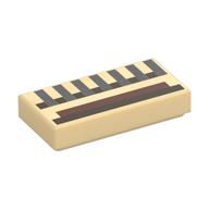 Tile 1 x 2 with Light Bluish Grey, Nougat, Dark brown Rectangles Print (Tan)