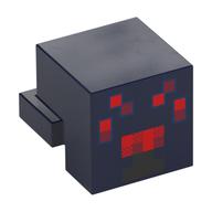 Minifig Head Special, Cube with Rear Ledge, Pixelated Red and Black Face Print (Spider) (Dark Blue)