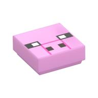 Tile 1 x 1 with Pixelated Pig Face Print (Bright Pink)