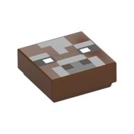Tile 1 x 1 with Pixelated Cow Face, Dark Bluish Grey/Light Bluish Grey Print (Reddish Brown)