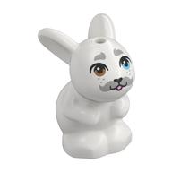 Animal, Rabbit / Bunny Sitting with Dark Bluish Grey Mustache, Brow/Blue Eyes Print (White)