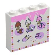 Brick 1 x 4 x 3 with Ice Cream Menu, Sprinkles Print (White)