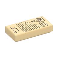 Tile 1 x 2 with Parchment, Flask, Notes Print (Tan)