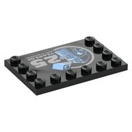 Plate Special 4 x 6, Studs on 3 Edges with R2-D2, Hologram Brick, '25 YEARS OF LEGO STAR WARS' Print (Black)
