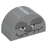 Duplo Brick 2 x 4 x 2 Curved Top with Rock Face Print (Light Bluish Gray)