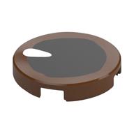 Tile Round 2 x 2 with Black Eye Print (Reddish Brown)