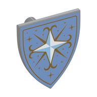 Shield Triangular with White Diamond, Gold Decorations on Medium Blue Background Print (Light Bluish Gray)