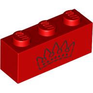 Brick 1 x 3 with Black Crown Print (Red)