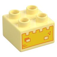 Duplo Brick 2 x 2 with Sandcastle Print (Bright Light Yellow)