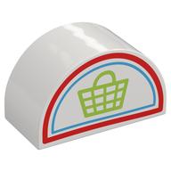 Duplo Brick 2 x 4 x 2 Curved Top with Lime Shopping Bag Print (White)
