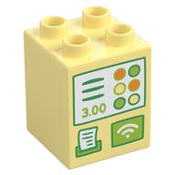 Duplo Brick 2 x 2 x 2 with Cash Register Print (Bright Light Yellow)