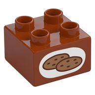 Duplo Brick 2 x 2 with Cookies Print (Dark Orange)