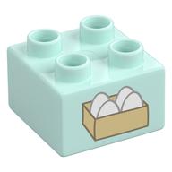 Duplo Brick 2 x 2 with Egg Carton Print (Light Aqua)