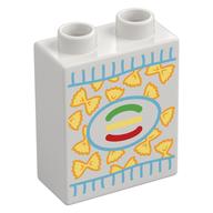 Duplo Brick 1 x 2 x 2 with Cereal Box Print (White)