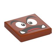 Tile 2 x 2 with Goomba Face and Open Mouth, Tongue Print (Dark Orange)
