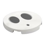 Tile Round 3 x 3 with Two Large Black Ovals and One Small Black Oval (Shy Guy Face) Print (White)