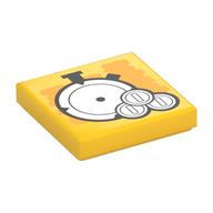 Tile 2 x 2 with Stopwatch, Coins Print (Yellow)