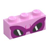 Brick 1 x 3 with Dark Pink Sunglasses Print (Bright Pink)
