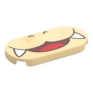 Tile Round 2 x 4 with Smiling Mouth with 2 Fangs Print (Tan)