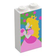 Brick 1 x 2 x 3 with Peach, Tree Print (White)